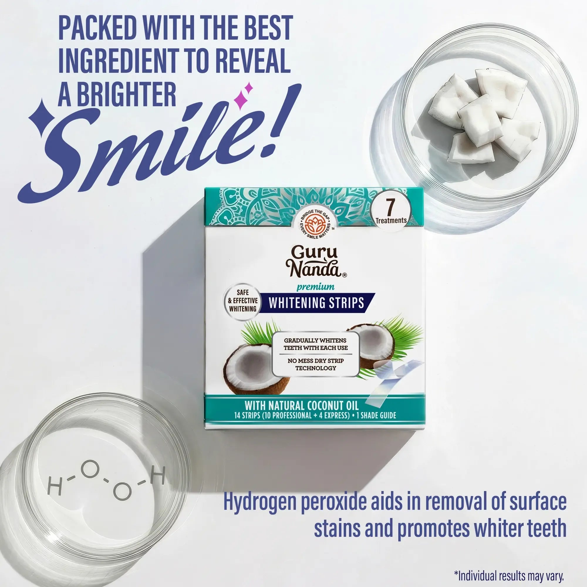 GuruNanda Whitening Strips, 7-day treatment (7 Packets - 2 Strips per pack) - Non-Slip, Dry Strip Technology Whiteningstrips Whiteningstrips