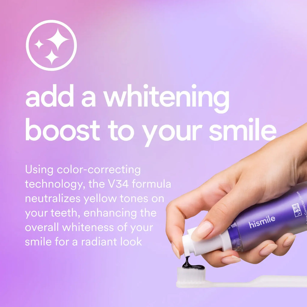 Hismile V34 Colour Corrector - Tooth Stain Concealer, Temporary Brightening Booster, Purple Toothpaste, Colour Correcting, Hismile V34