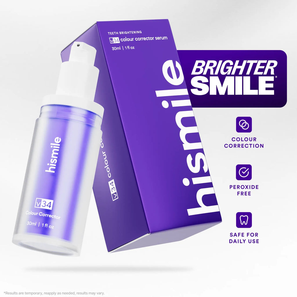 Hismile V34 Colour Corrector - Tooth Stain Concealer, Temporary Brightening Booster, Purple Toothpaste, Colour Correcting, Hismile V34