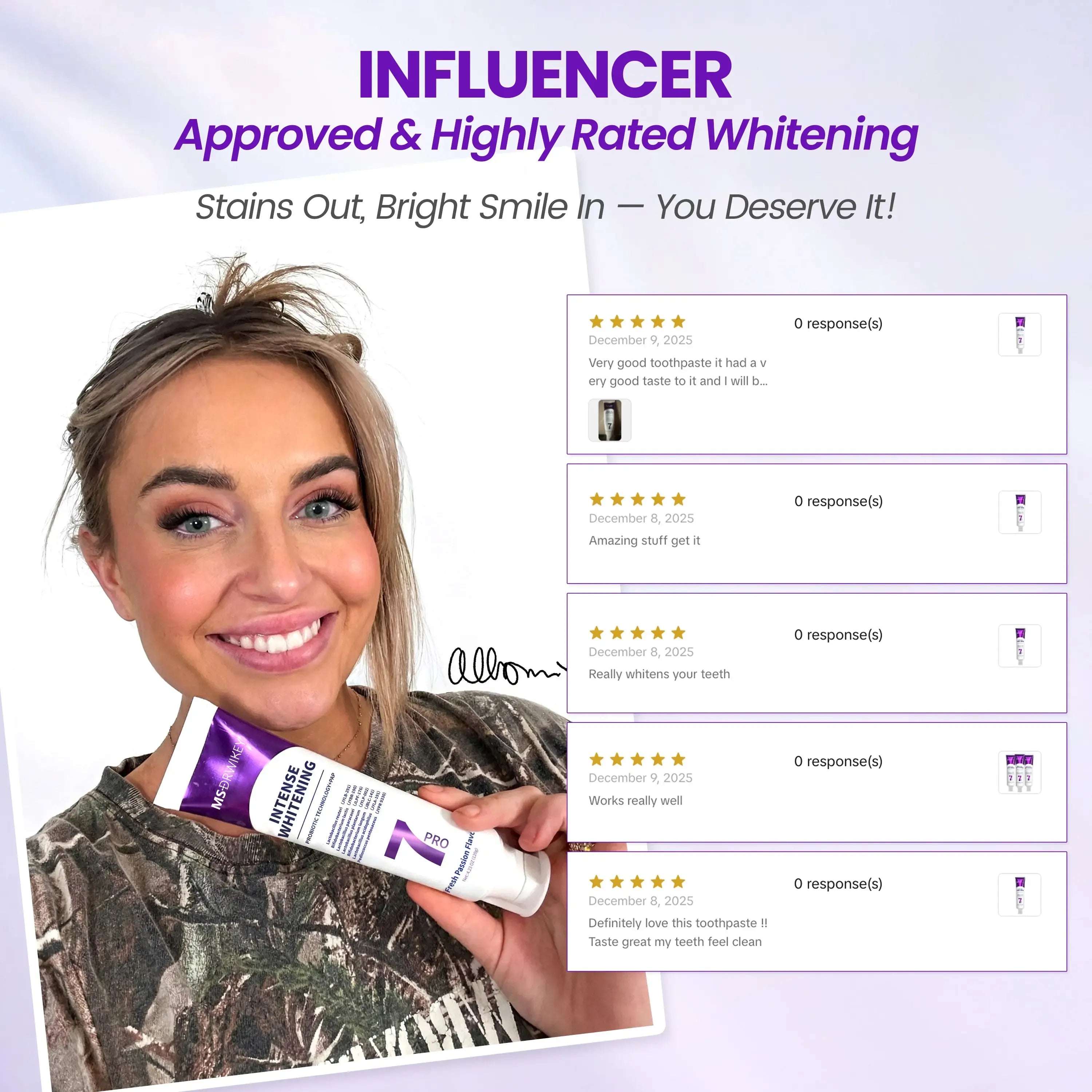 【MSDRWIKEY】New 7-Pro Intensive Toothpaste | Upgraded Purple Formula with 7 Probiotics | Deep Enamel Repair & Long-Lasting Freshness